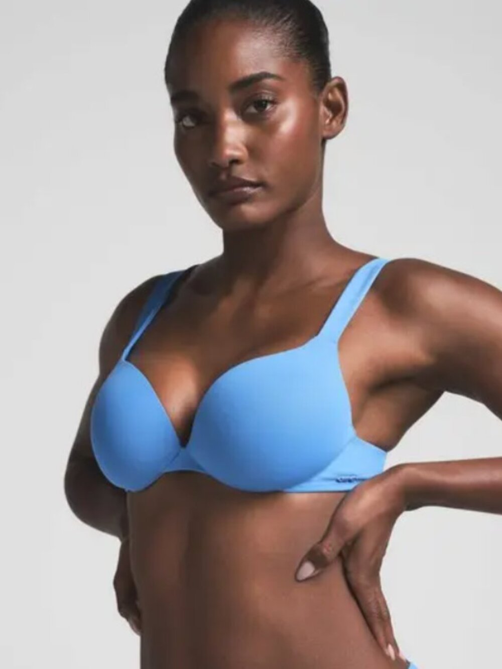 SKIMS ULTIMATE PUSH UP BIKINI TOP SIZE 10 TIE BACK PLUNGE IN COLOR TIDE